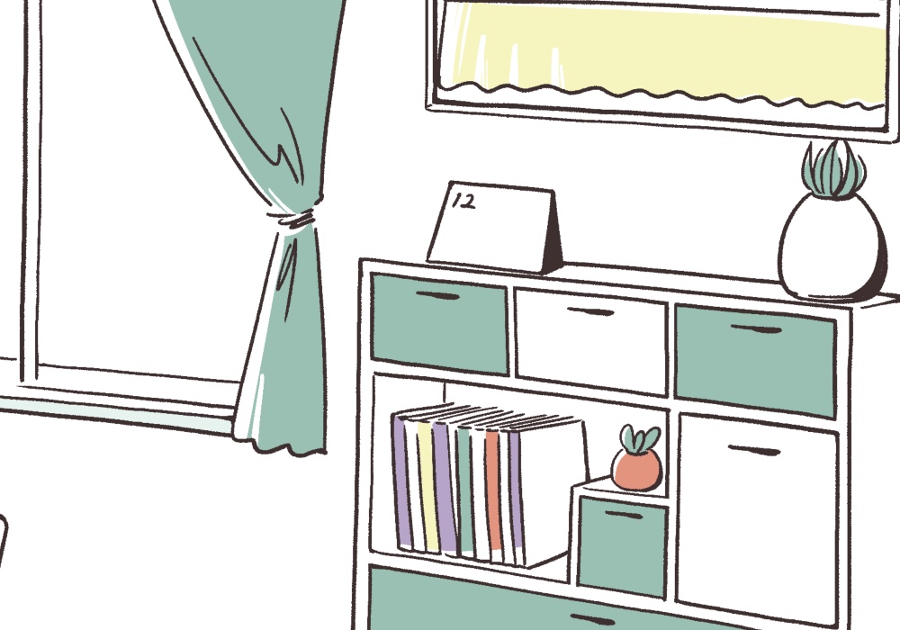 カラフルな棚のイラスト