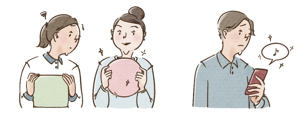 他人のものの方がよく見える女性 / SNSを見てモヤモヤする男性のイラスト