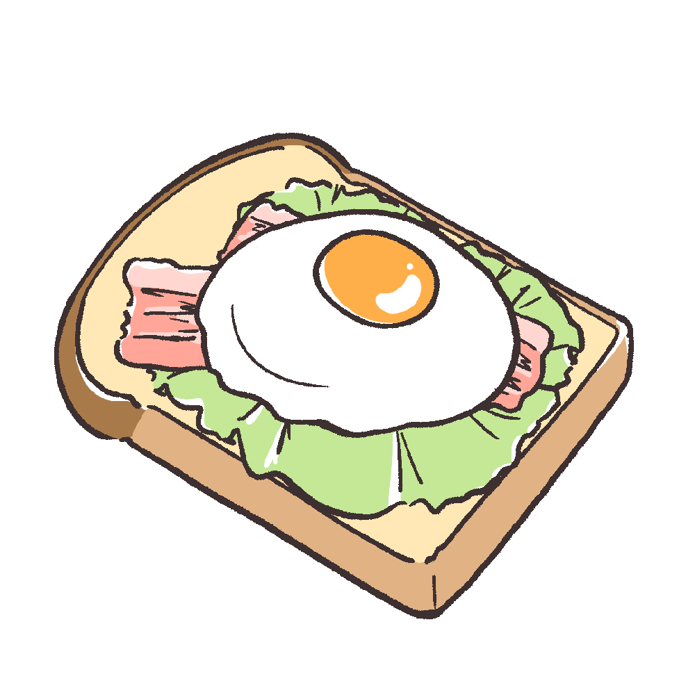 目玉焼きの乗ったトーストのイラスト