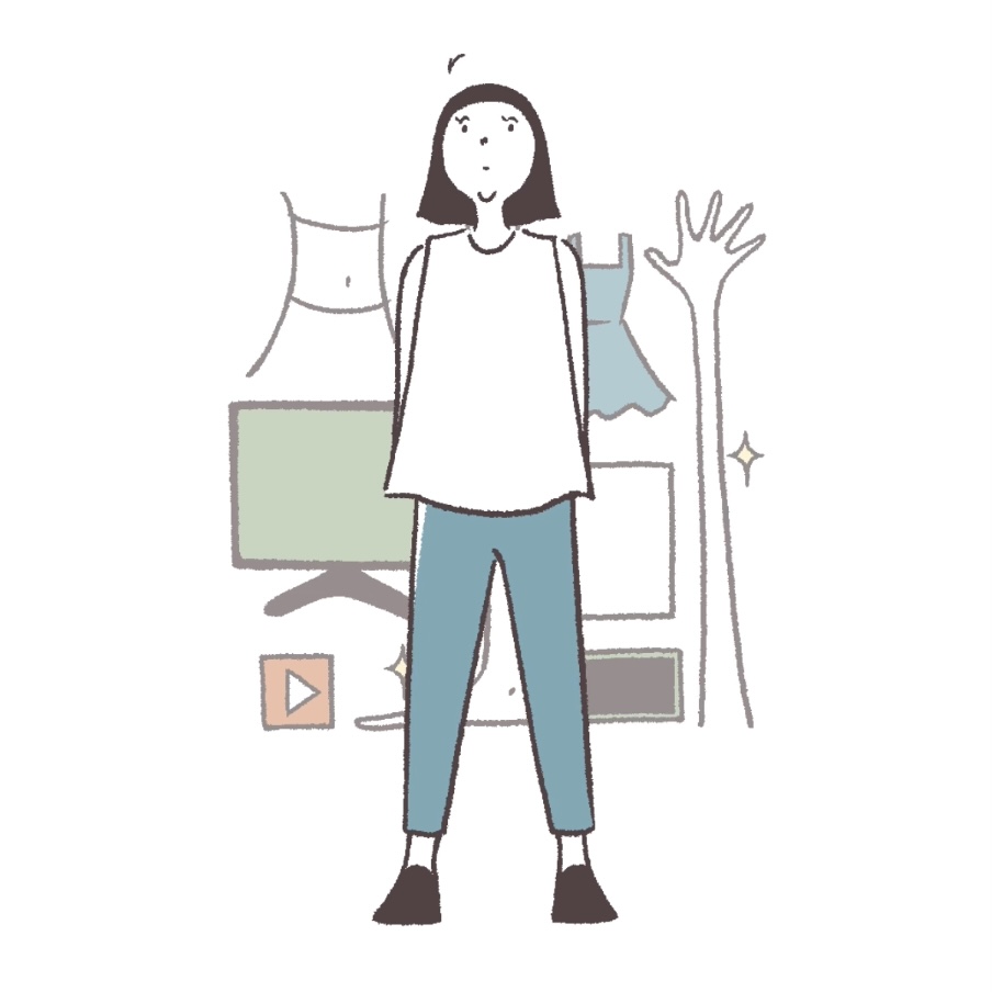 見上げる女性のイラスト