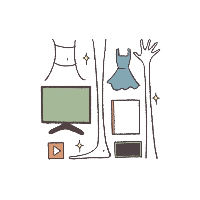 メディアによる美の刷り込みを表すイラスト