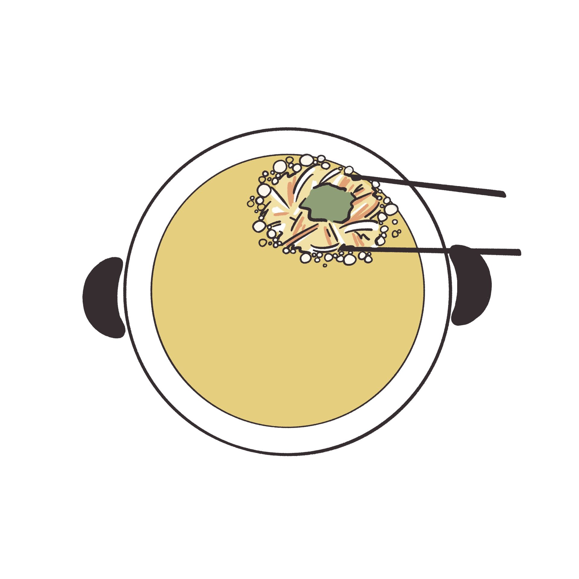 油に入れる瞬間のかき揚げのイラスト