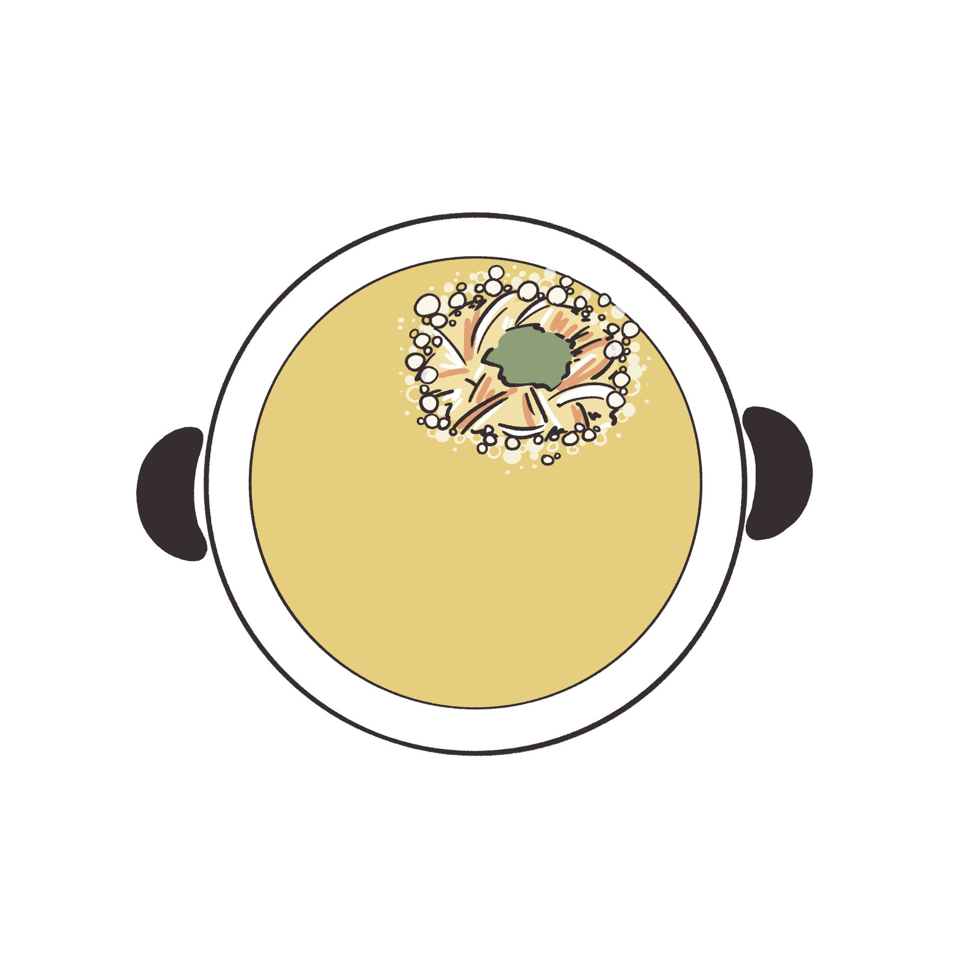 油で揚げられているかき揚げのイラスト