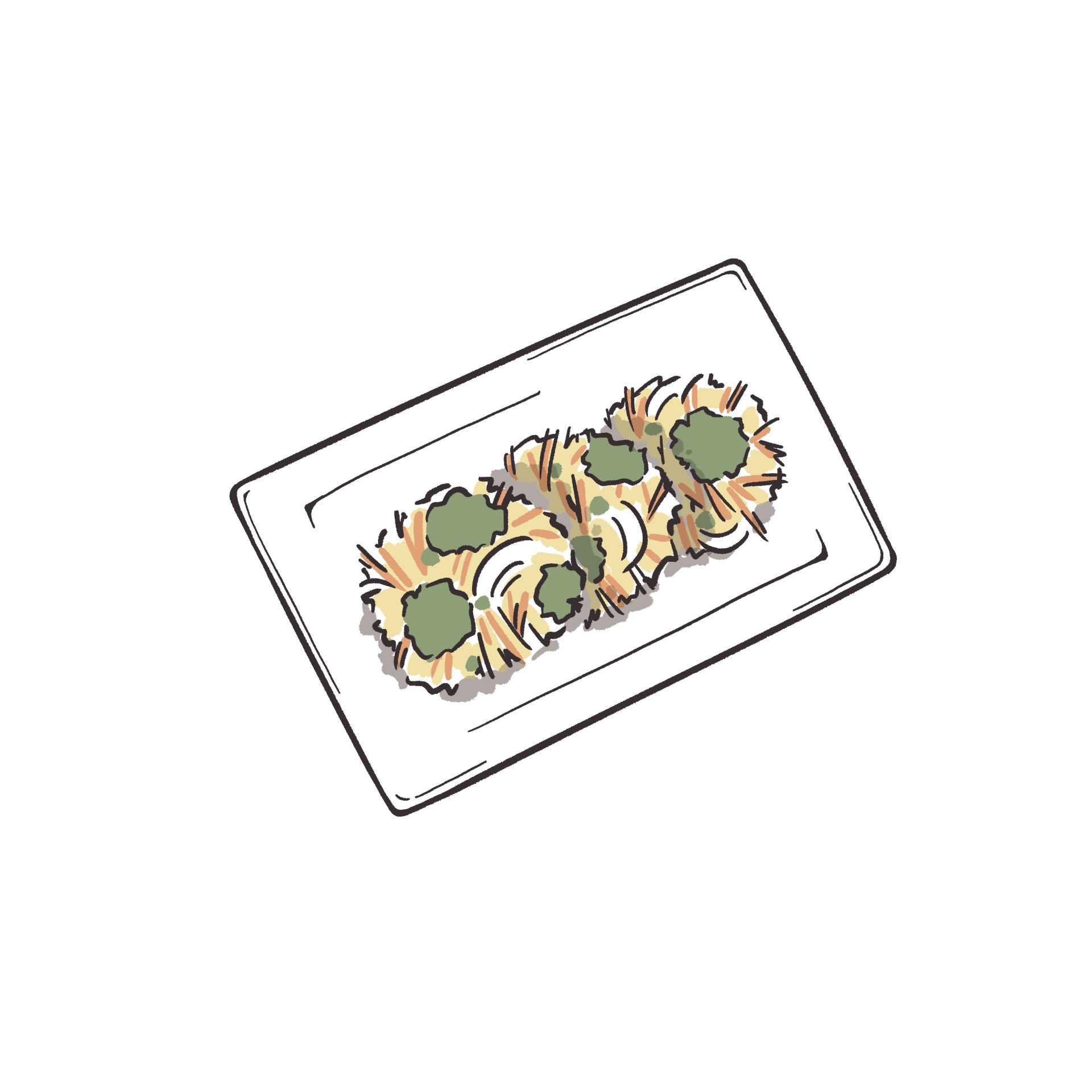 皿に盛られたかき揚げのイラスト