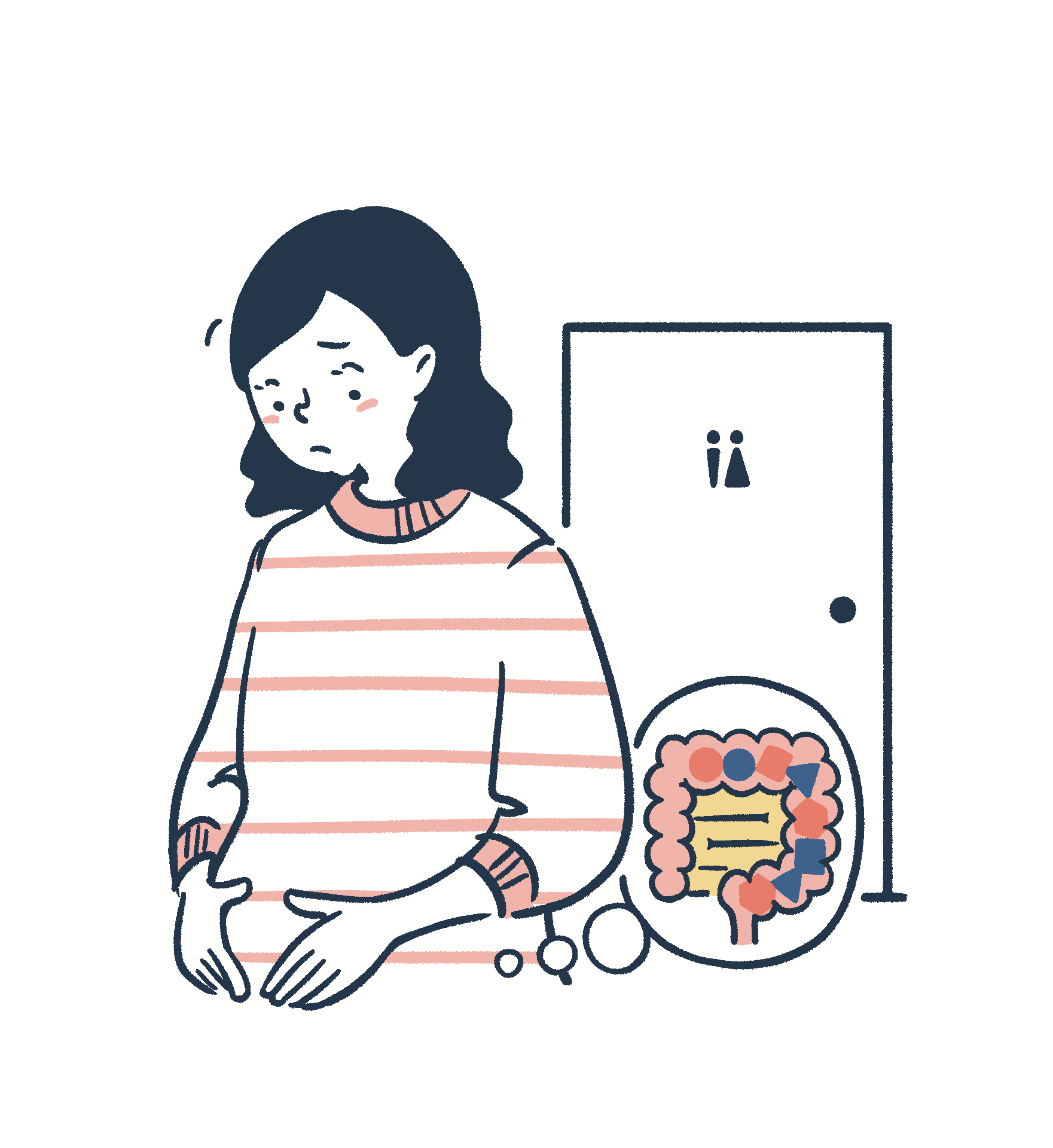 便秘の女性のイラスト