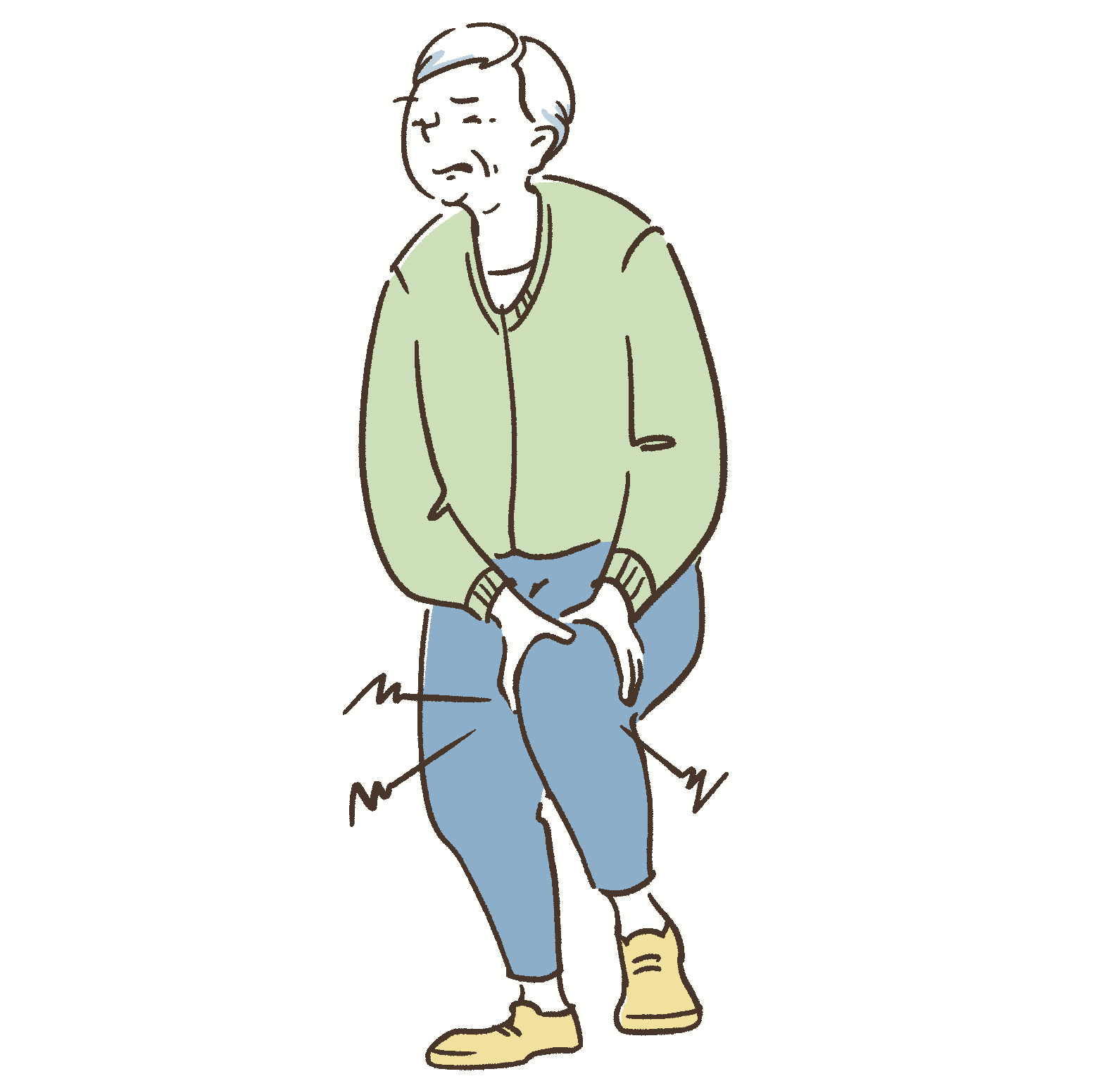 膝を痛そうにしている高齢男性のイラスト