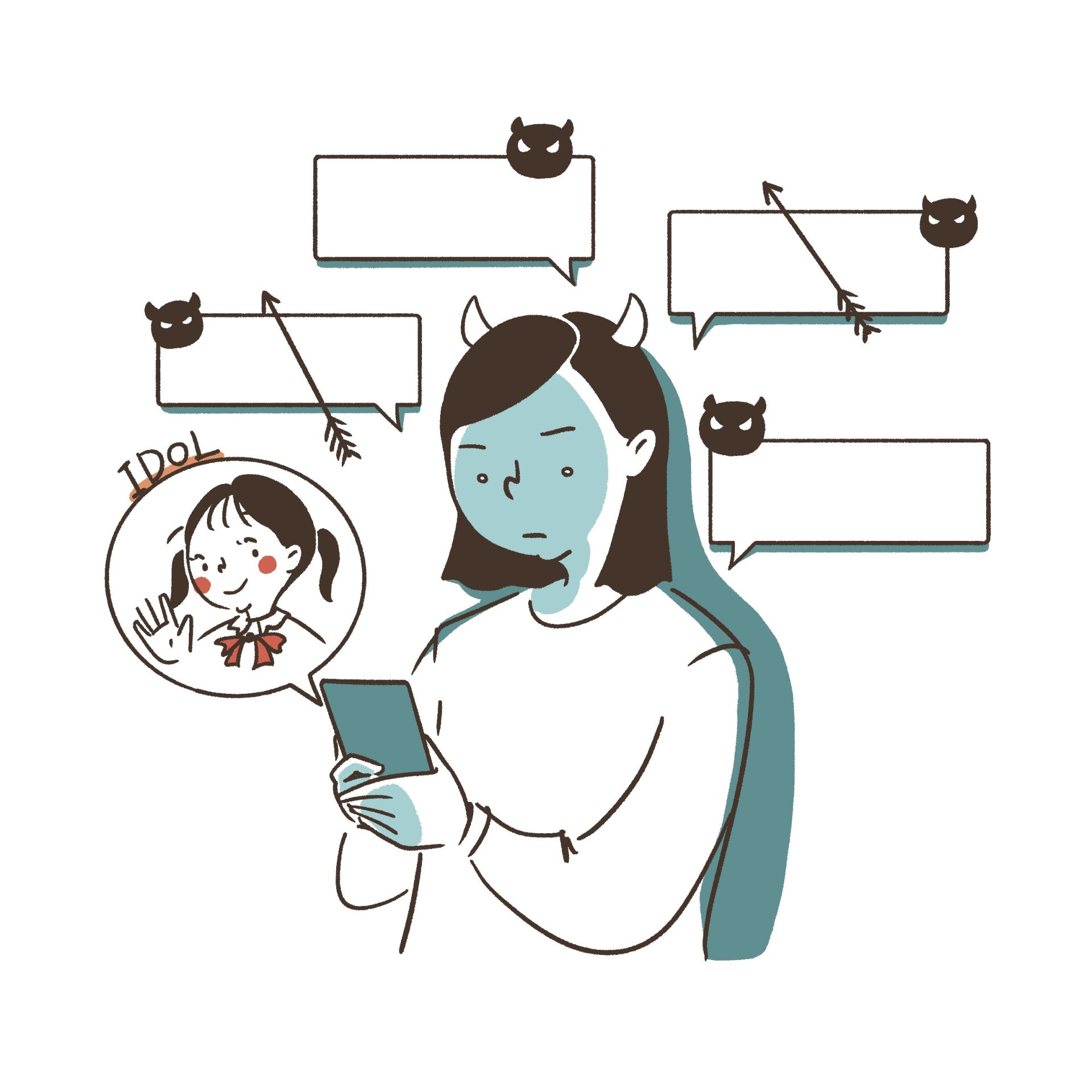 アンチコメントを送る様子のイラスト