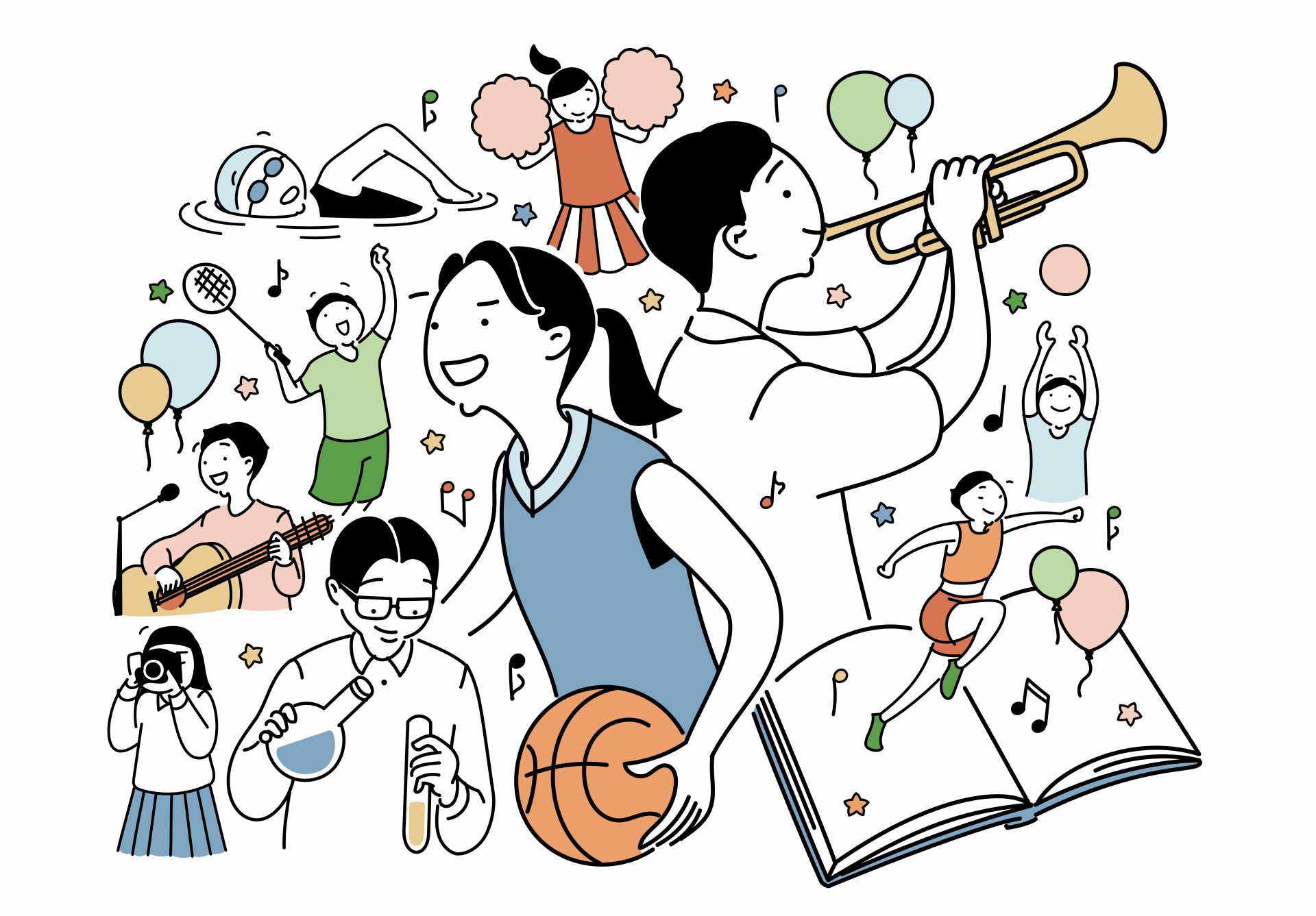 学生の部活動のイラスト